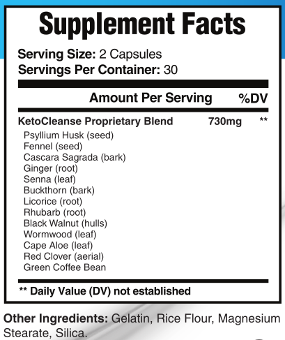 KetoCleanse 30 Day Supply Supplement Facts